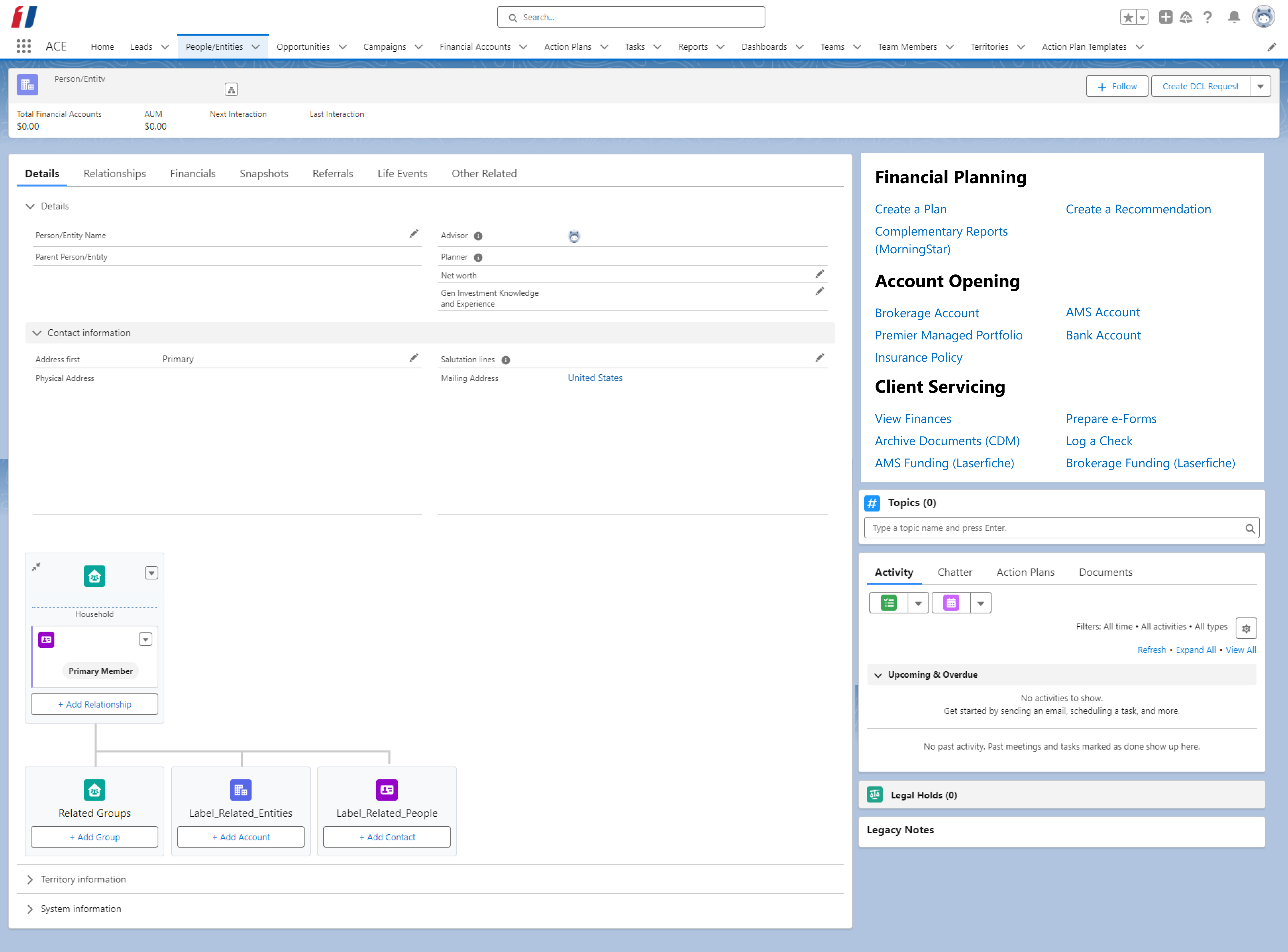An updated UI that organized links to external tools that is organized based on actions Advisors complete. Text was made larger with more spacing between objects for accessibility enhancements.